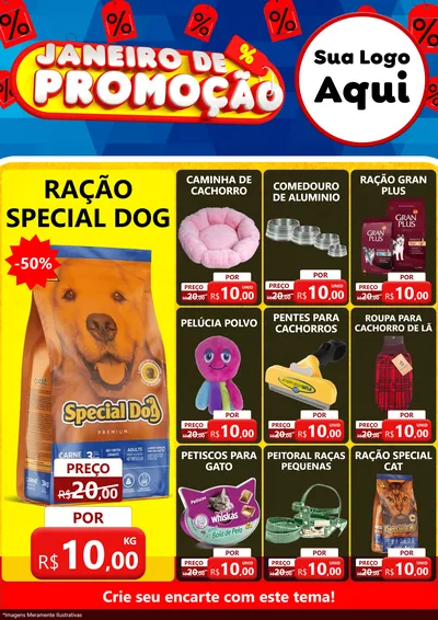 Modelo de Encarte para Encarte A4 Vertical com o tema Janeiro de Promoção para Pet Shop
