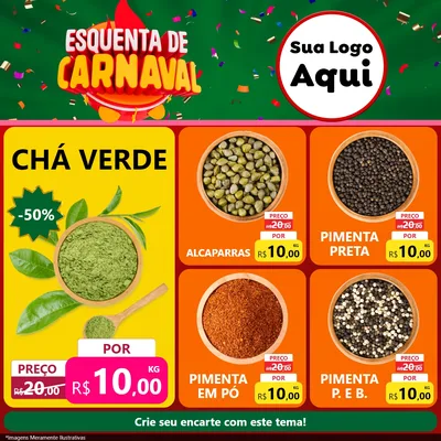 Modelo de Rede Social para Feed Facebook com o tema Esquenta de Carnaval para Produtos Naturais