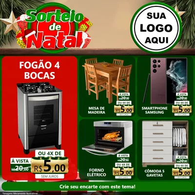 Modelo de Rede Social para Feed Facebook com o tema Sorteio de Natal para Móveis e Eletro