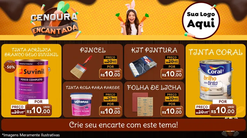 Modelo de TV para TV Horizontal com o tema Cenoura Encantada - Páscoa para Tintas e Ferramentas