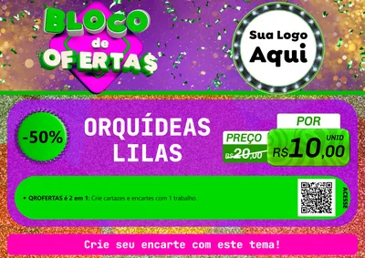 Modelo de Cartaz para Cartaz A4 Horizontal com o tema Bloco de Ofertas para Floricultura e jardim