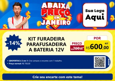 Modelo de Cartaz para Cartaz A4 Horizontal com o tema Abaixa Preço em Janeiro para Maquinas e Ferramentas