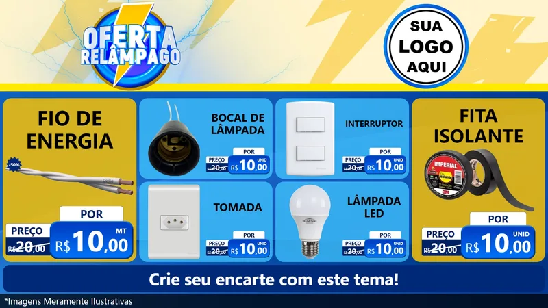 Modelo de TV para TV Horizontal com o tema Oferta Relâmpago para Materiais Elétricos