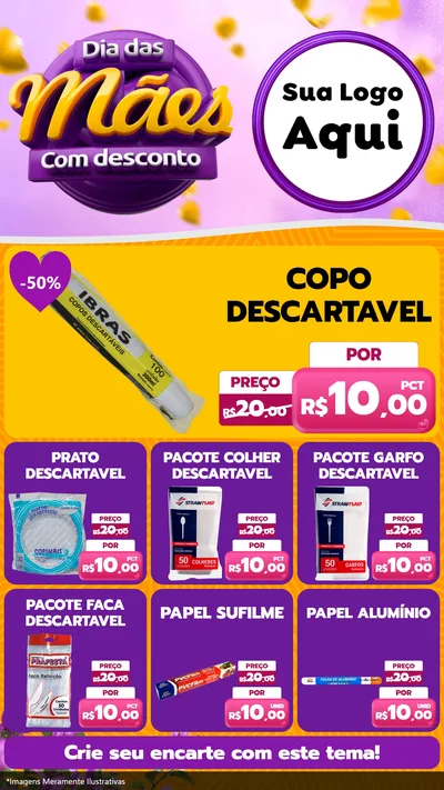 Modelo de Rede Social para Stories com o tema Dia das Mães com Desconto para Embalagens