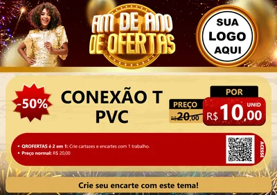 Modelo de Cartaz para Cartaz A4 Horizontal com o tema Fim de Ano de Ofertas para Tubos e conexões