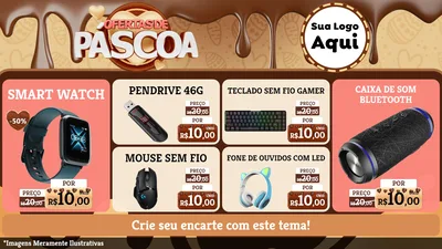 Modelo de TV para TV Horizontal com o tema Ofertas de Páscoa para Informática