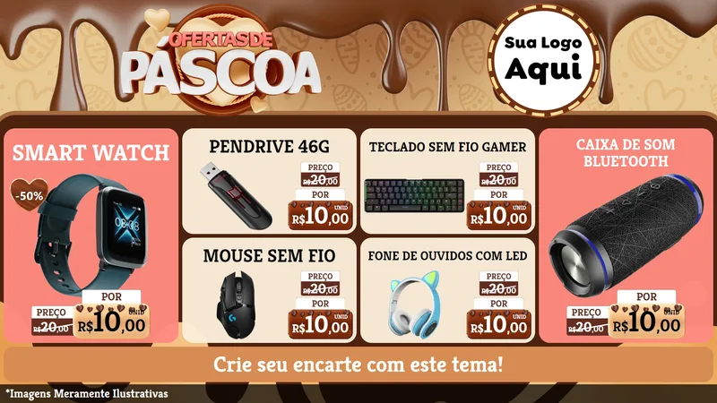 Modelo de TV para TV Horizontal com o tema Ofertas de Páscoa para Informática