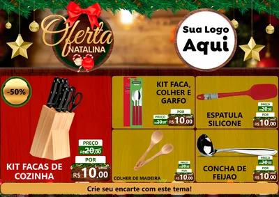Modelo de Encarte para Encarte A4 Horizontal com o tema Ofertas Natalina para Utilidades Domésticas