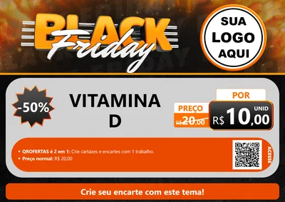 Modelo de Cartaz para Cartaz A4 Horizontal com o tema Black Friday para Farmácia