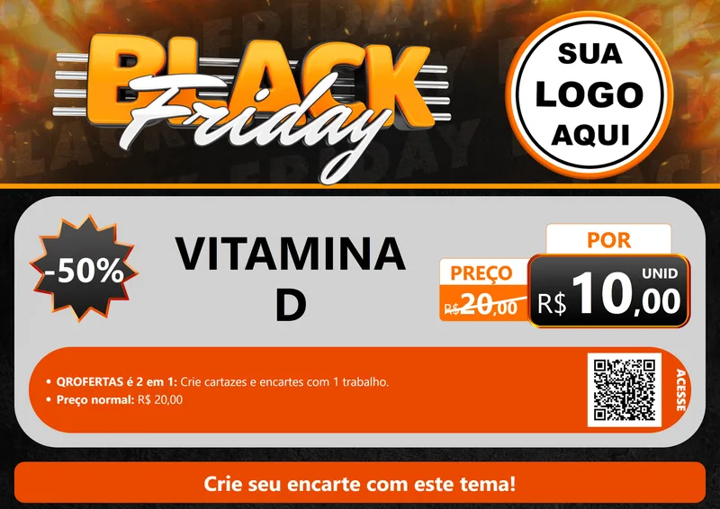 Modelo de Cartaz para Cartaz A4 Horizontal com o tema Black Friday para Farmácia