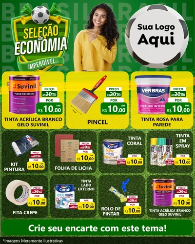 Modelo de Rede Social para Feed Instagram com o tema Seleção de Economia - Copa para Tintas e Ferramentas