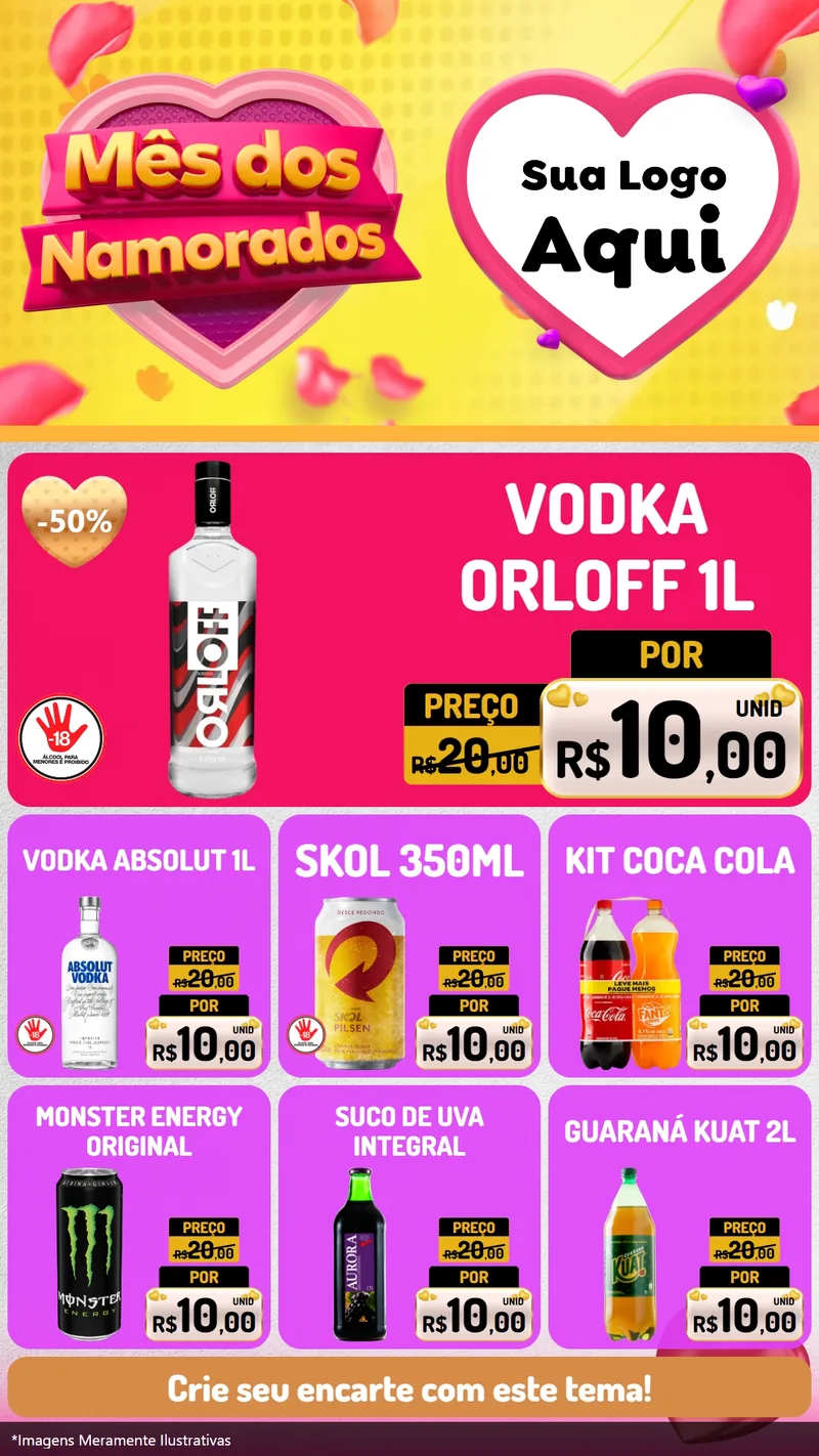 Modelo de Rede Social para Stories com o tema Mês dos Namorados para Distribuidora de bebidas