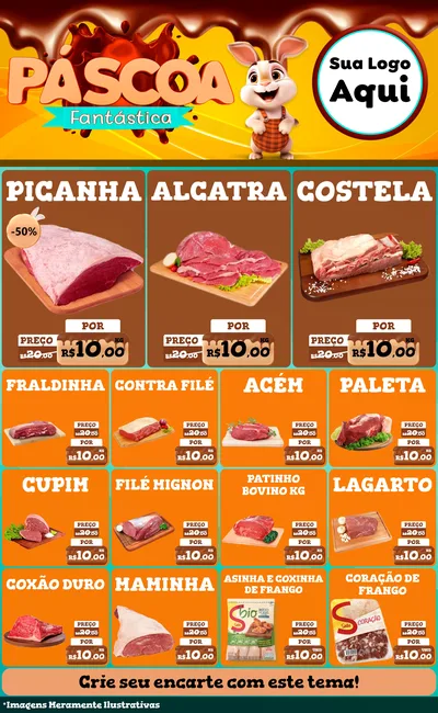 Modelo de Encarte para Encarte Grande com o tema Páscoa Fantástica para Açougue