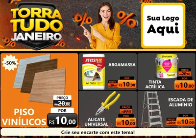 Modelo de Encarte para Encarte A4 Horizontal com o tema Torra Tudo Janeiro para Material para Construção