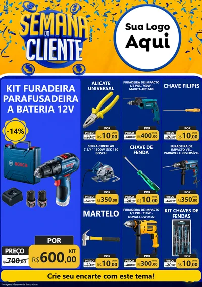 Modelo de Encarte para Encarte A4 Vertical com o tema Semana do Cliente para Maquinas e Ferramentas