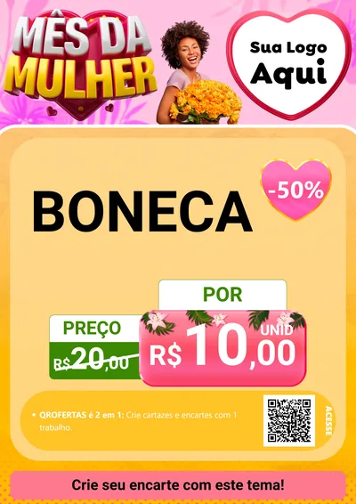 Modelo de Cartaz para Cartaz A4 Vertical com o tema Mês da Mulher para Brinquedos
