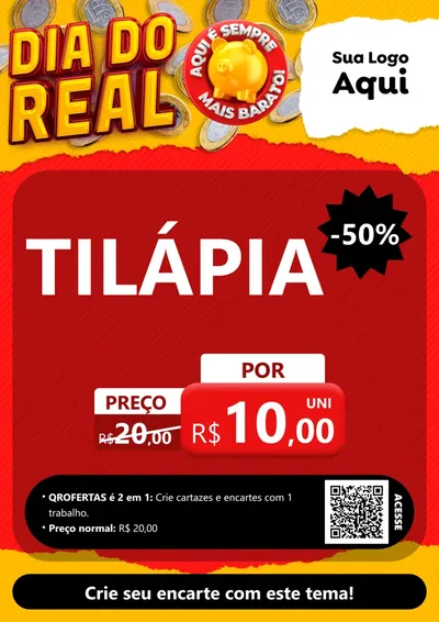 Modelo de Cartaz para Cartaz A4 Vertical com o tema Dia Do Real para Peixaria