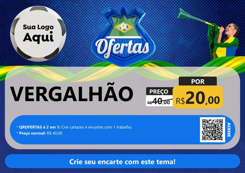 Modelo de Cartaz para Cartaz A4 Horizontal com o tema Ofertas (Futebol) para Ferragens
