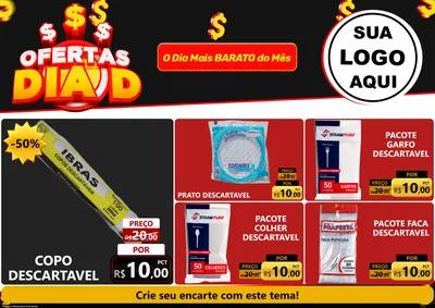 Modelo de Encarte para Encarte A4 Horizontal com o tema Ofertas Dia D para Embalagens