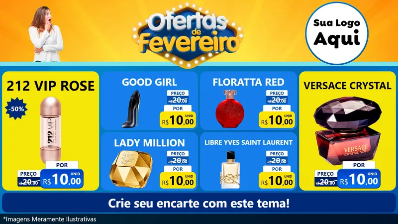 Modelo de TV para TV Horizontal com o tema Ofertas de Fevereiro para Perfumes