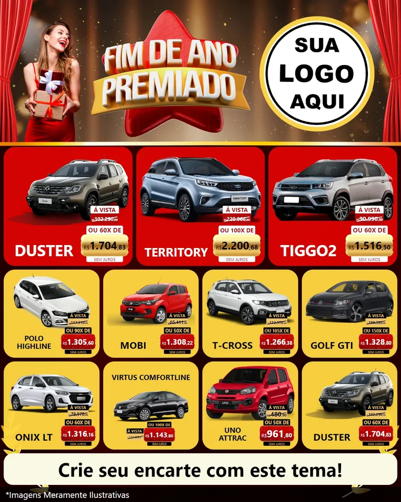 Modelo de Rede Social para Feed Instagram com o tema Fim de Ano Premiado para Concessionaria de Carros