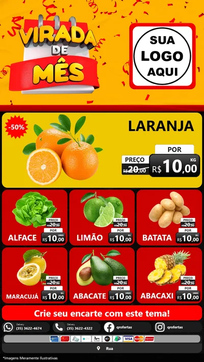 Modelo de Rede Social para Stories com o tema Virada de Mês para Hortifrúti