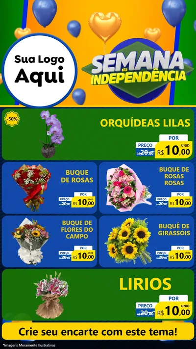 Modelo de TV para TV Vertical com o tema Semana da Independência para Floricultura e jardim