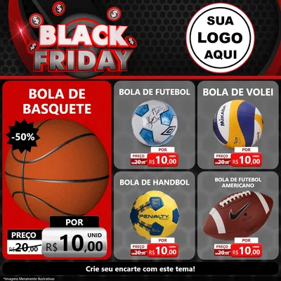 Modelo de Rede Social para Feed Facebook com o tema Black Friday para Artigos Esportivos