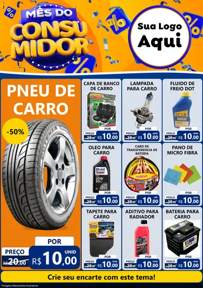 Modelo de Encarte para Encarte A4 Vertical com o tema Mês do Consumidor para Auto peças