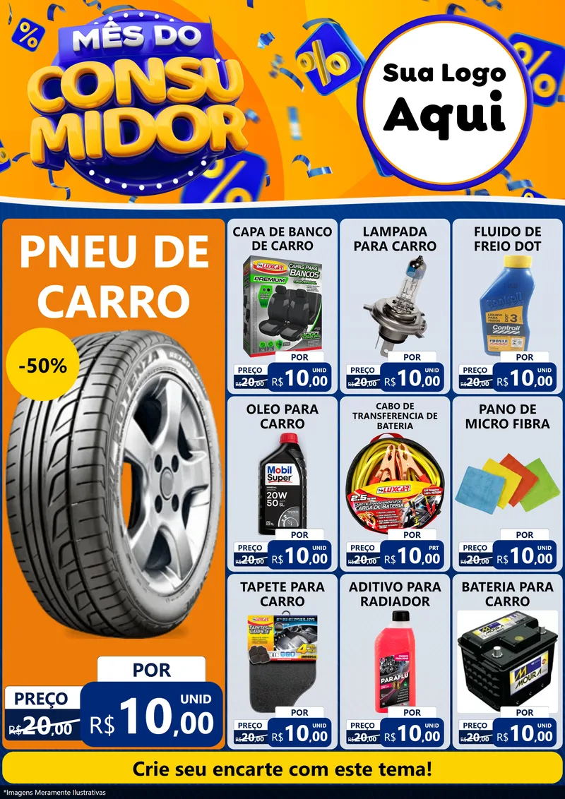 Modelo de Encarte para Encarte A4 Vertical com o tema Mês do Consumidor para Auto peças