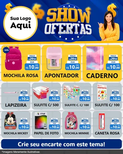 Modelo de Rede Social para Feed Instagram com o tema Show de Ofertas para Papelaria