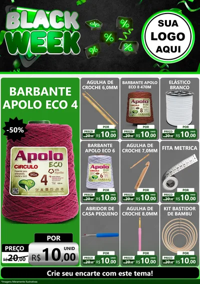 Modelo de Encarte para Encarte A4 Vertical com o tema Black Week para Armarinho e Aviamentos