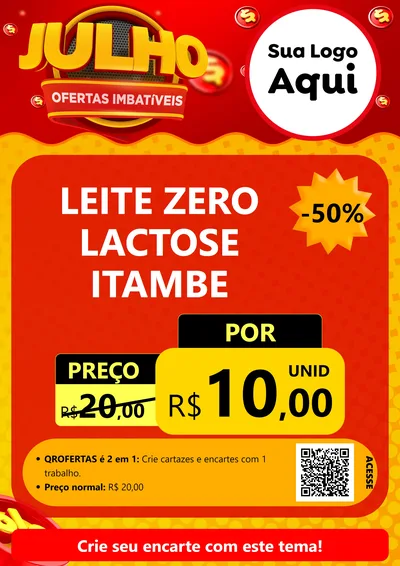 Modelo de Cartaz para Cartaz A4 Vertical com o tema Julho Ofertas Imbatíveis para Frios e Laticínios