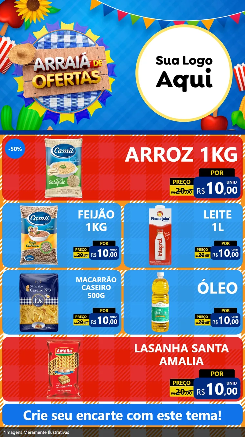 Modelo de TV para TV Vertical com o tema Arraiá de Ofertas para Supermercado