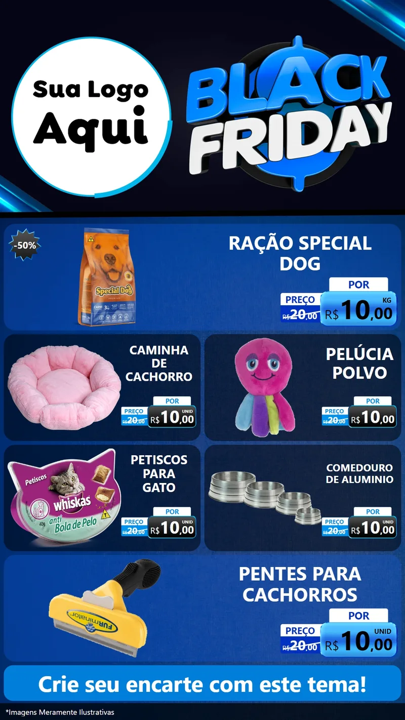 Modelo de TV para TV Vertical com o tema Black Friday para Pet Shop