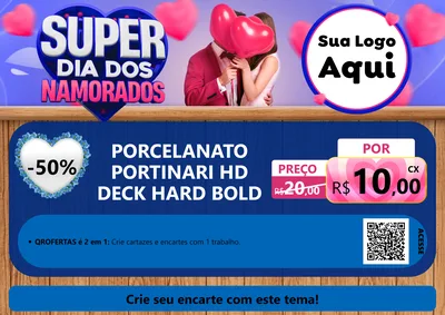 Modelo de Cartaz para Cartaz A4 Horizontal com o tema Super Dia dos Namorados para Pisos e revestimentos
