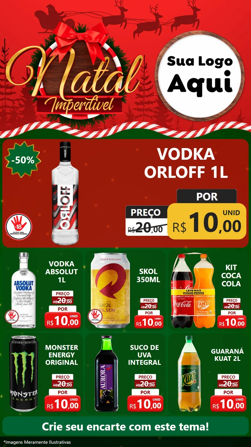 Modelo de Rede Social para Stories com o tema Natal Imperdível para Distribuidora de bebidas