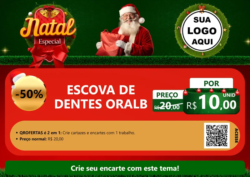 Modelo de Cartaz para Cartaz A4 Horizontal com o tema Natal Especial para Higiene Pessoal