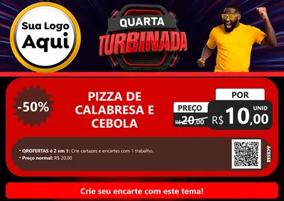 Modelo de Cartaz para Cartaz A4 Horizontal com o tema Quarta Turbinada para Pizzaria