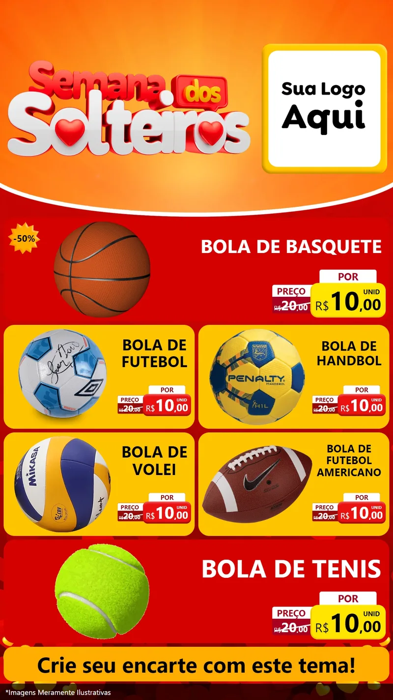 Modelo de TV para TV Vertical com o tema Semana dos Solteiros para Artigos Esportivos