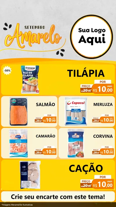 Modelo de TV para TV Vertical com o tema Setembro Amarelo para Peixaria