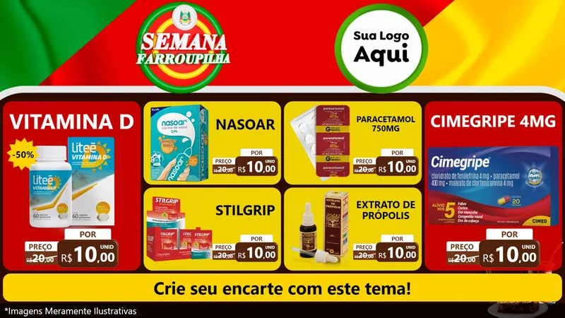 Modelo de TV para TV Horizontal com o tema Semana Farroupilha para Farmácia