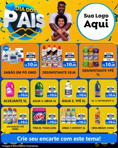 Modelo de Rede Social para Feed Instagram com o tema Dia dos Pais para Produtos de Limpeza