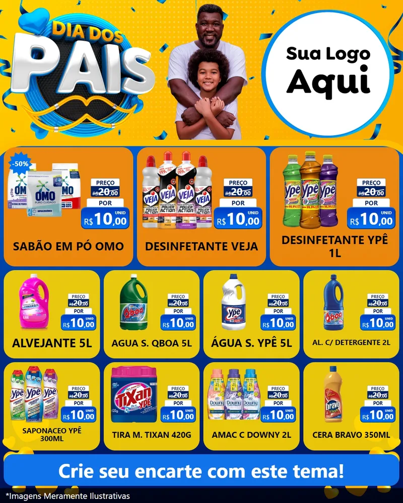 Modelo de Rede Social para Feed Instagram com o tema Dia dos Pais para Produtos de Limpeza