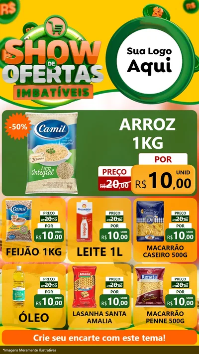 Modelo de Rede Social para Stories com o tema Show de Ofertas Imbatíveis para Supermercado