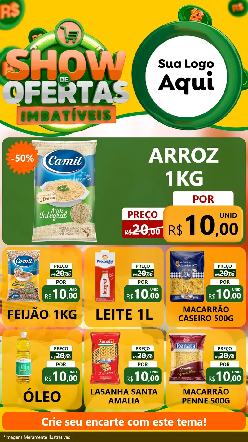 Modelo de Rede Social para Stories com o tema Show de Ofertas Imbatíveis para Supermercado