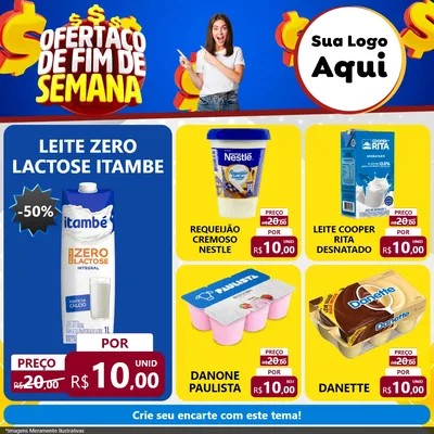 Modelo de Rede Social para Feed Facebook com o tema Ofertaço de Fim de Semana para Frios e Laticínios