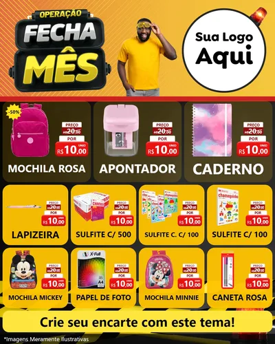 Modelo de Rede Social para Feed Instagram com o tema Operação Fecha Mês para Papelaria
