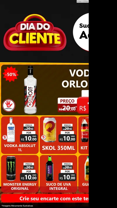 Modelo de Rede Social para Stories com o tema Dia do Cliente para Distribuidora de bebidas
