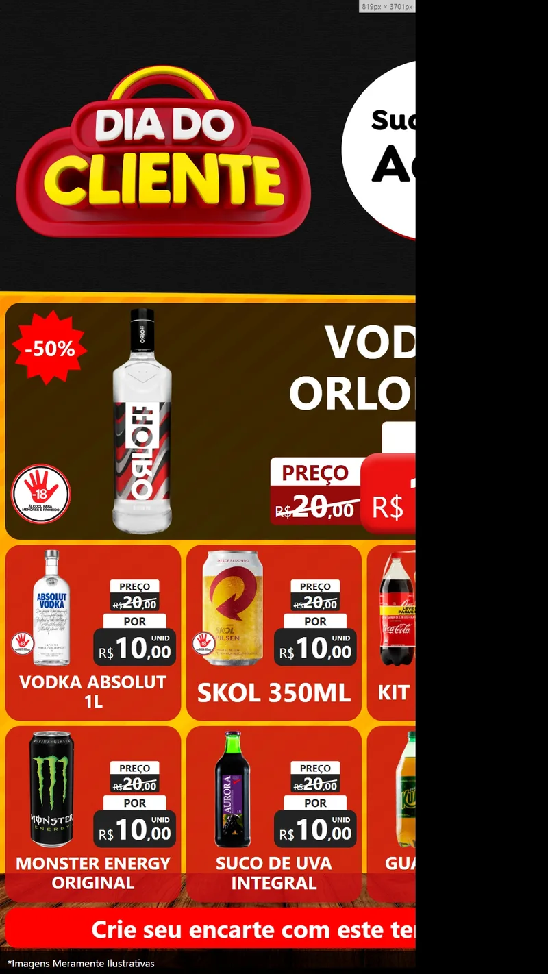 Modelo de Rede Social para Stories com o tema Dia do Cliente para Distribuidora de bebidas